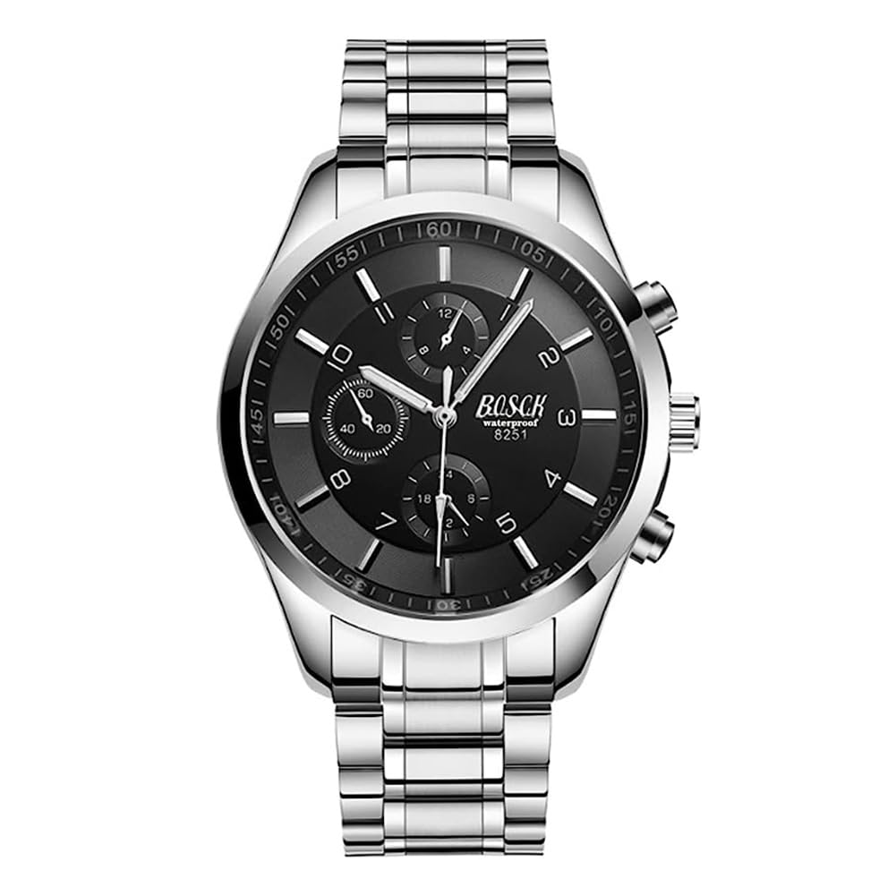 51-rhUBLSBL ساعة من إكس سبرينج للرجال، بسوار فضي من الستانلس ستيل، عرض تناظري، مقاومة للماء حتى عمق 30 متر