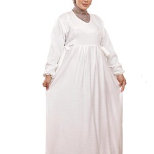 فستان نسائي من الامل شوب، مصنوع من القطن، مقاس متوسط إلى كبير جداً جداً، بتصميم كاجوال، مع 4 أحزمة وأكمام طويلة