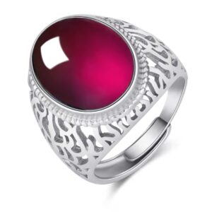 خاتم من الفضة الاسترلينية S925 بتصميم مجوف للرجال، خاتم تركي مصنوع يدويا قابل للتعديل مع حجر عقيق بيضاوي طبيعي، مجوهرات للرجال