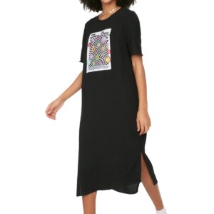 ترنديول فستان متوسط الطول منسوج بقصة مريحة للنساء TWOSS22EL0782