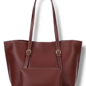 شنطة شولدر حريمي باللون البرجاندي بتصميم راقٍ يناسب الجامعة والعمل