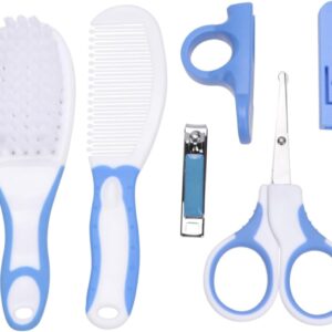 مجموعة العناية الاساسية للاطفال و حديثى الولادة من 6 قطع باظافر شعر الاطفال المتكاملة امنة صحية للعناية بصحة ازرق