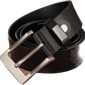 حزام رجالي من ابوتو، حزام رسمي اسود من الجلد الطبيعي مع مشبك كلاسيكي، حزام بطول 115 سم قابل للتعديل للارتداء الرسمي والكاجوال، اكسسوار عصري متين للرجال