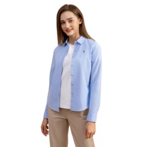 قميص أوكسفورد بتصميم شعار أسد للنساء من جيوردانو - أزرق