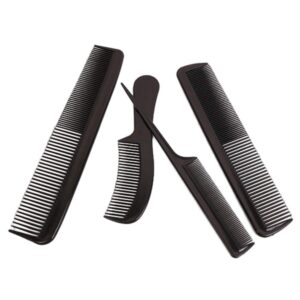 مجموعة أمشاط تصفيف الشعر الاحترافية للرجال والنساء من ازوني - عبوة من 4 أمشاط مضادة للكهرباء الساكنة ومقاومة للحرارة، تتضمن مشط للشارب والعناية الشخصية (أسود)