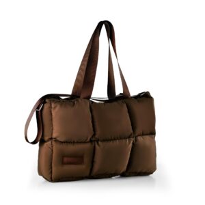 شنطة كتف ويد كبيرة ووتربروف مبطنة ناعمة للنساء بلون بني من بي اس كوليكشن