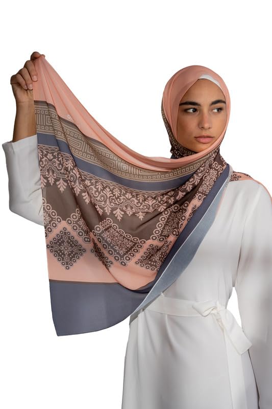 512ezf3pUWL Women's Printed Chiffon Hijab Scarf – Lightweight Size 200 × 75 cm - Multicolor PT0047