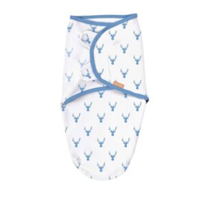 سوادل بيبي قماط لفة الطفل الصغير لمساعدة الطفل على الشعور بالامان والنوم (راس غزال ازرق)