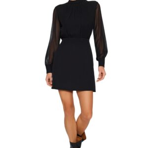 ترنديول فستان قصير منسوج من الشيفون بقبة قائمة على شكل حرف A للنساء بلون اسود TWOAW24EL00296