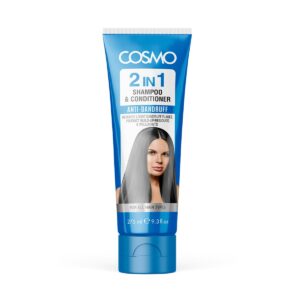 شامبو وبلسم 2 في 1 لجميع انواع الشعر والعناية بالشعر، 275 مل، يزيل قشرة الرأس السائبة وتراكم المنتج والبقايا والملوثات والشامبو للشعر للرجال والنساء من كوزمو