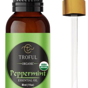 زيت نعناع عطري عضوي من تروفول - زيت عطري عضوي طبيعي نقي بنسبة 100% معتمد من وزارة الزراعة الأمريكية للعلاج بالروائح العطرية والموزعات العطرية للبشرة والشعر والعناية بالجسم، سعة 30 مل