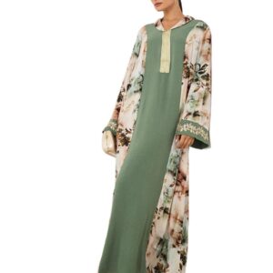 جلابية ايه لاين مزينة بالدانتيل بالوان متباينة للنساء من ستايلي