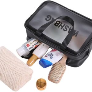 طقم شنط رحلات 3 قطعة بجلد طبيعي مقاوم للماء - بروف في - مثالي للبحر والسفر - 3 أحجام مختلفة لتنظيم المكياج والعناية الشخصية - مناسب للرجال والنساء -، متعدد الألوان