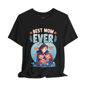 تيشرت قطني مطبوع عليه Best Mom Ever بخياطة جانبية، مقاس لارج