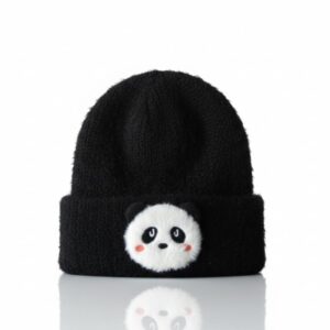 قبعة ايس كاب شتوية للأطفال بتصميم دب الباندا اللطيف، قبعة فرو محبوكة سميكة ودافئة للجنسين، تصميم مرح متوفر بألوان متعددة، للدفء والأناقة