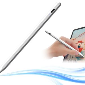 Stylus Pen for Touch Screens - Fine 2mm Tip, Work for iPad, iPhone, Android Tablets, Microsoft Surface - Rechargeable, No Lag, Scratch-Resistant Fiber Tip - Lightweight Metal Body
