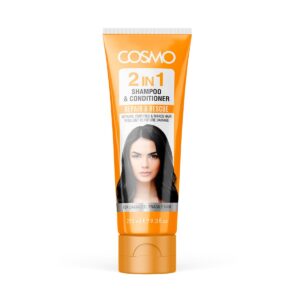 شامبو من كوزمو للشعر التالف، للعناية وإصلاح الشعر الضعيف مع تقويته ضد التلف المستقبلي، تركيبة 2 في 1 مع البلسم، عبوة واحدة سعة 275 مليلتر