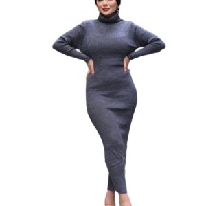 هاي كول طويل فستان حريمي شتوي بيزك الوان متعددة