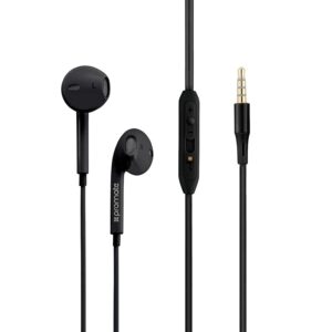 Promate Earphones, In-Ear 3.5mm Universal Crystal Sound and Noise Isolating Earbuds with In-Line Remote Volume Control and Built-In Mic for Smartphones, PC, Tablets, Laptops, GearPod-IS2 (Black)