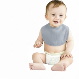 مريلة رضاعة من القطن الناعم بتصميم مبطن بلون رمادي فاتح مريح للرضع والأطفال الصغار، مقاس واحد