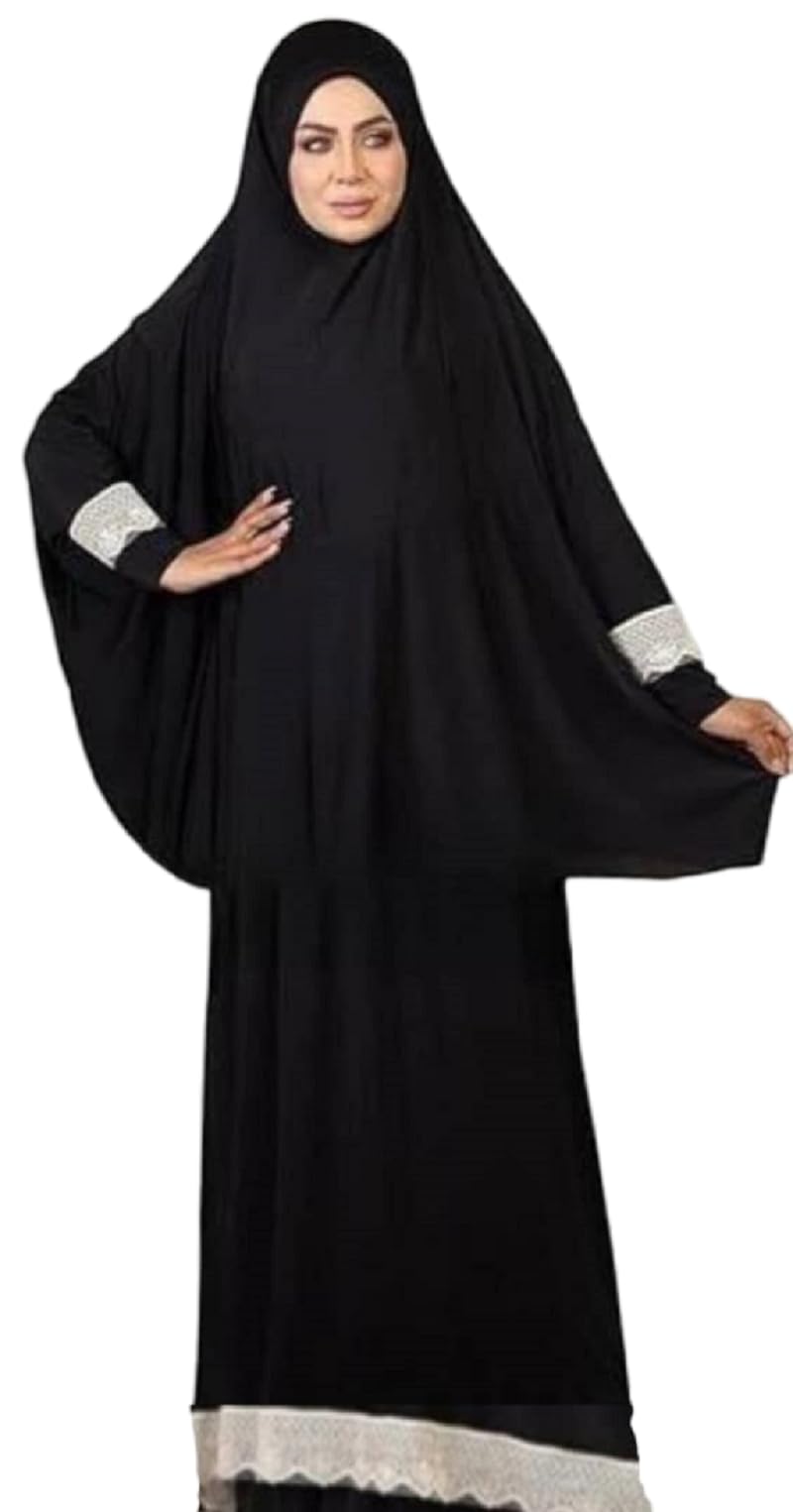 519WC4gu1rL طقم صلاة من قطعة واحدة للنساء يتضمن خمار أسود