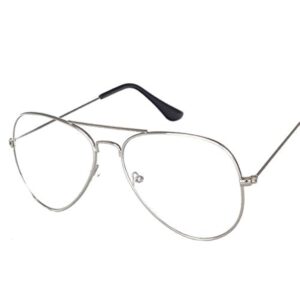 نظارات افياتور كبيرة ومسطحة للرجال والنساء باطار معدني وعدسات شفافة