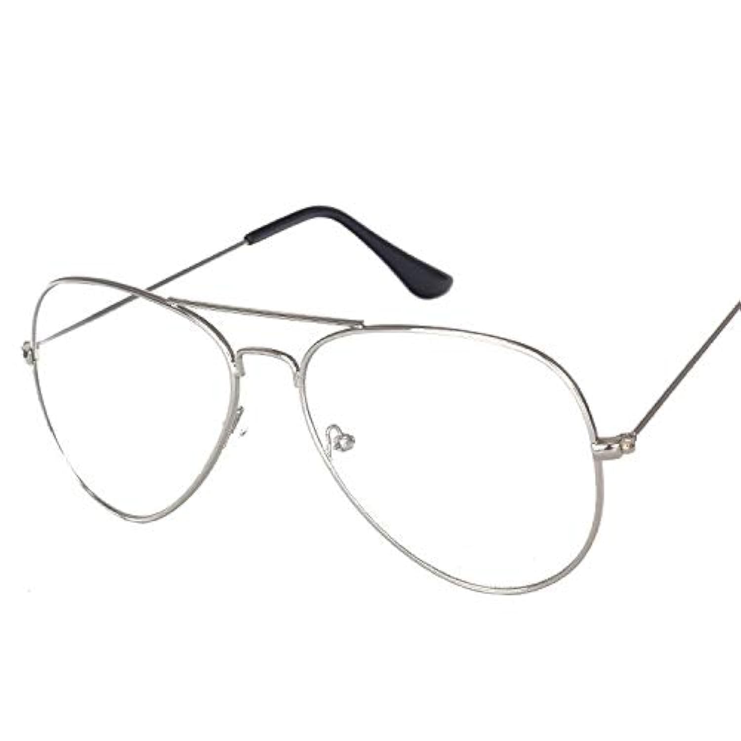 519olo0Y10L نظارات افياتور كبيرة ومسطحة للرجال والنساء باطار معدني وعدسات شفافة
