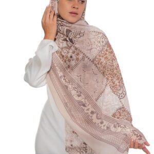 سكارف حجاب شيفون مطبوع للنساء من الامكي - خفيف الوزن مقاس 200 × 75 سم - متعدد الالوان PT0021