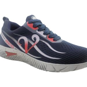 حذاء جري رياضي شبكي بلون أسود وتصميم عاكس ونعل مطاطي منسوج من فينيتو، لون كحلي، مقاس 45 EU