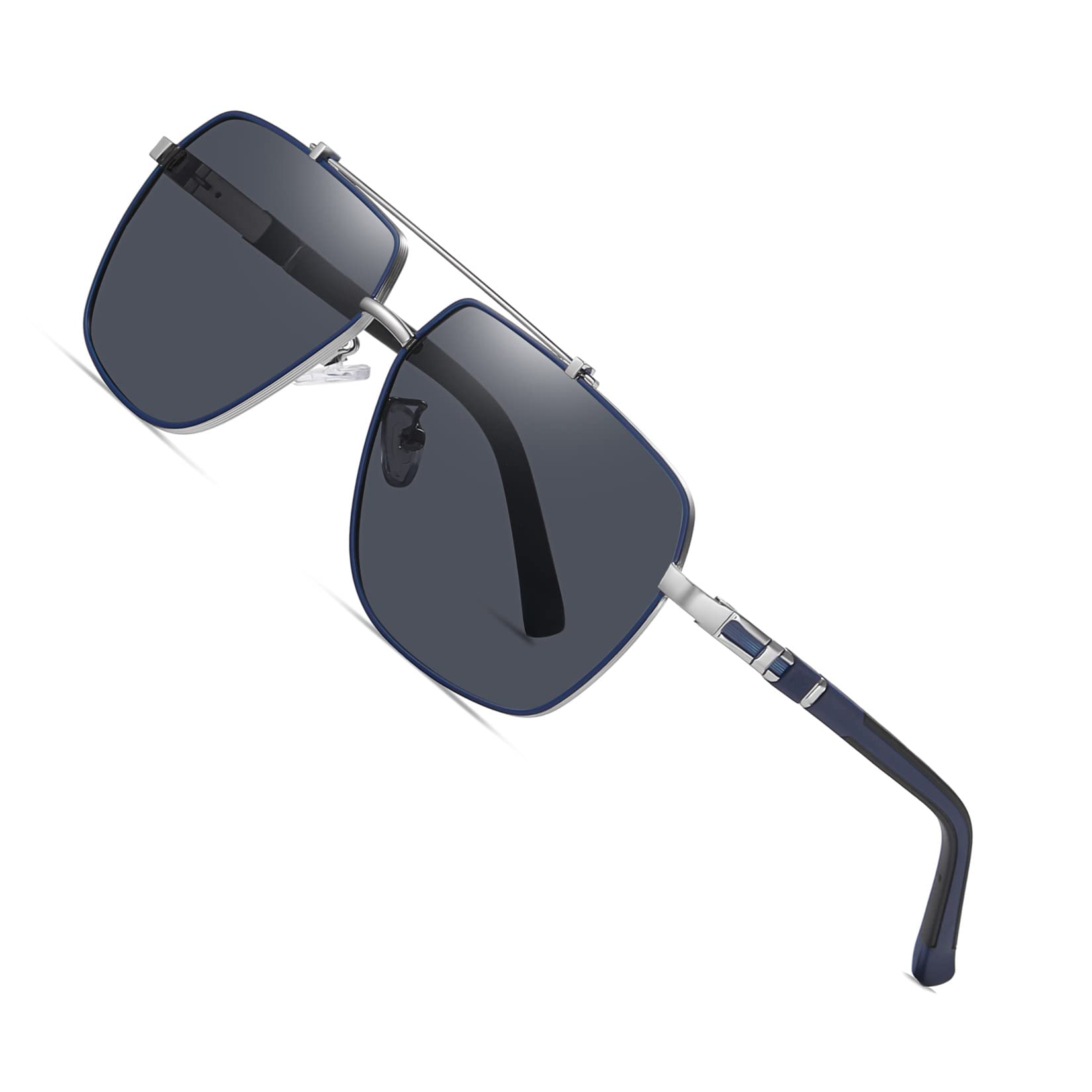 51AKg191HcL نظارة شمسية بعدسات مستقطبة وإطار معدني للحماية من الأشعة فوق البنفسجية بطول موجي 400 للرجال والنساء من جوبيين، نظارة كبيرة الحجم وخفيفة الوزن بنمط عسكري