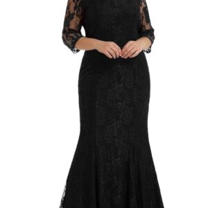 فستان طويل دانتيل للنساء - لون اسود
