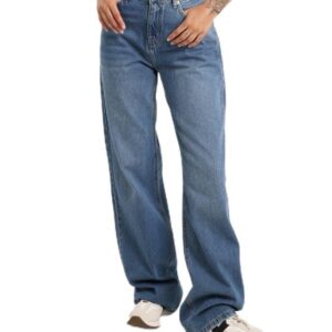 جي بي اس دينيم بنطلون جينز حريمى وايد ليج حزام ازرق فاتح اللون 1476