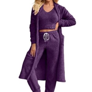 بيجامة شتوية من الفرو مكونة من 3 قطع