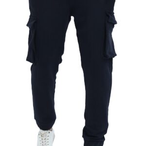 بنطلون كارجو سادة سهل الارتداء بخصر أستك للرجال من ريفين، لون أسود