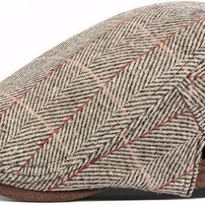 قبعة مسطحة رترو للرجال، قبعة بيكر بوي ايفي نيوزبوي قابلة للتعديل، قبعة سائقة عصرية من القطن، قبعة مسطحة بنمط فينتاج للانشطة الكاجوال او الخارجية او القيادة، اكسسوار عصري كلاسيكي (بني)