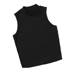 بلوزة قصيرة منسوجة مضلعة - توب كات بدون أكمام ورقبة مرتفعة للنساء