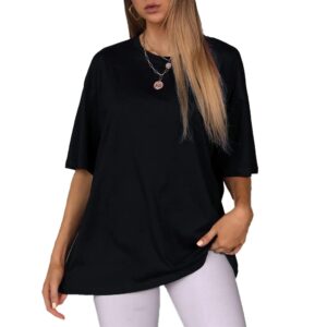 تيشرت حريمي نصف كم منسدل مصنوع من القطن اوفر سايز