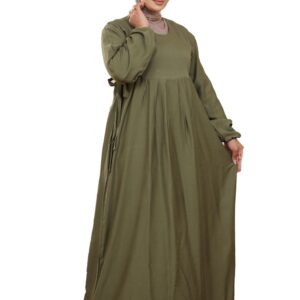 فستان نسائي من الامل شوب، مصنوع من القطن، مقاس متوسط إلى كبير جداً جداً، بتصميم كاجوال، مع 4 أحزمة وأكمام طويلة