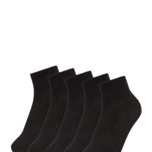 طقم شرابات سادة برقبة دائرية ضيقة للنساء من ستايلي، 5 قطع، مقاس واحد - اسود