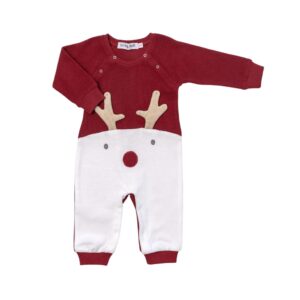 سالوبيت قصير للاطفال الرنة باكمام طويلة، احمر وابيض