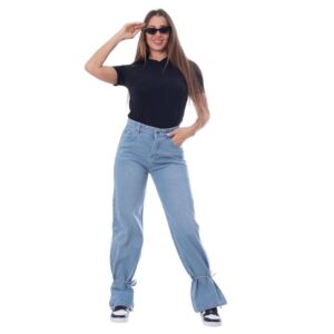 Mamilly Jeans بنطلون جينز استريت هاي برباط اسفل القدم نسائي