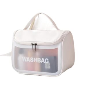 شنطة مستحضرات تجميل للسفر - تصميم متين وواسع للحفاظ على جميع ادوات المكياج والإكسسوارات مخزنة بدقة أثناء التنقل، مثالية للمسافرين المتكررين (ابيض)