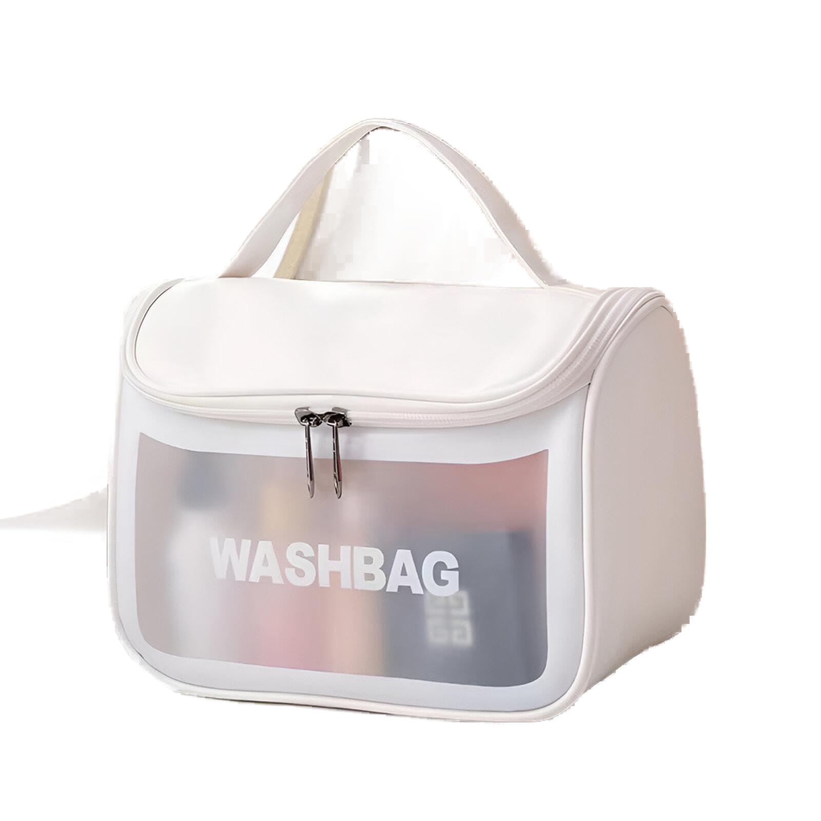 51F9GFunE1L شنطة مستحضرات تجميل للسفر - تصميم متين وواسع للحفاظ على جميع ادوات المكياج والإكسسوارات مخزنة بدقة أثناء التنقل، مثالية للمسافرين المتكررين (ابيض)