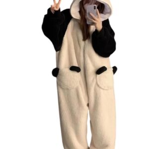 سلوبيت شتوي فرو ناعم مبطن بقبعة على شكل أذن – وان سايز