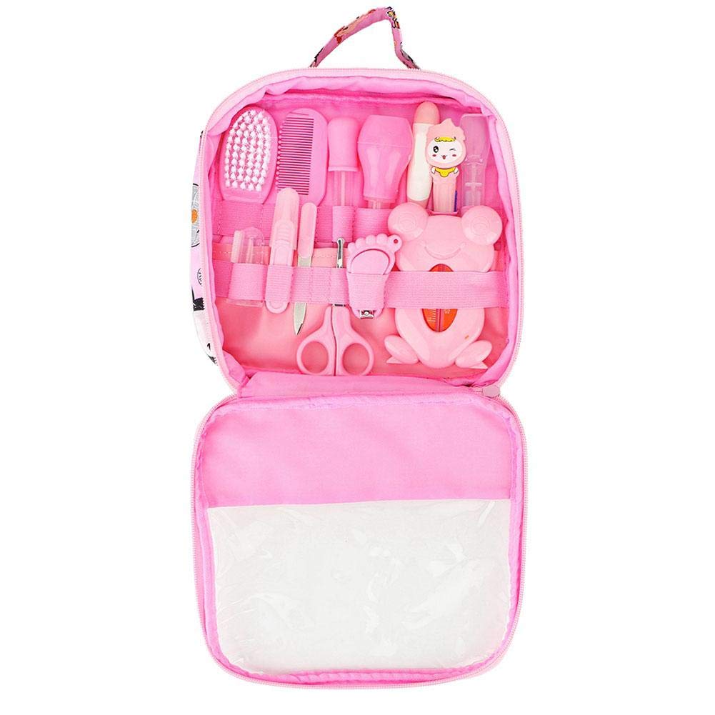 51H-KnOt4IL مجموعة للعناية الصحية بالطفل من كينلورجو تنظيف اظافر الاطفال والعناية بهم تتضمن 13 قطعة ادوات يومية مع شنطة تخزين مريحة لون بينك زهري فولاذ