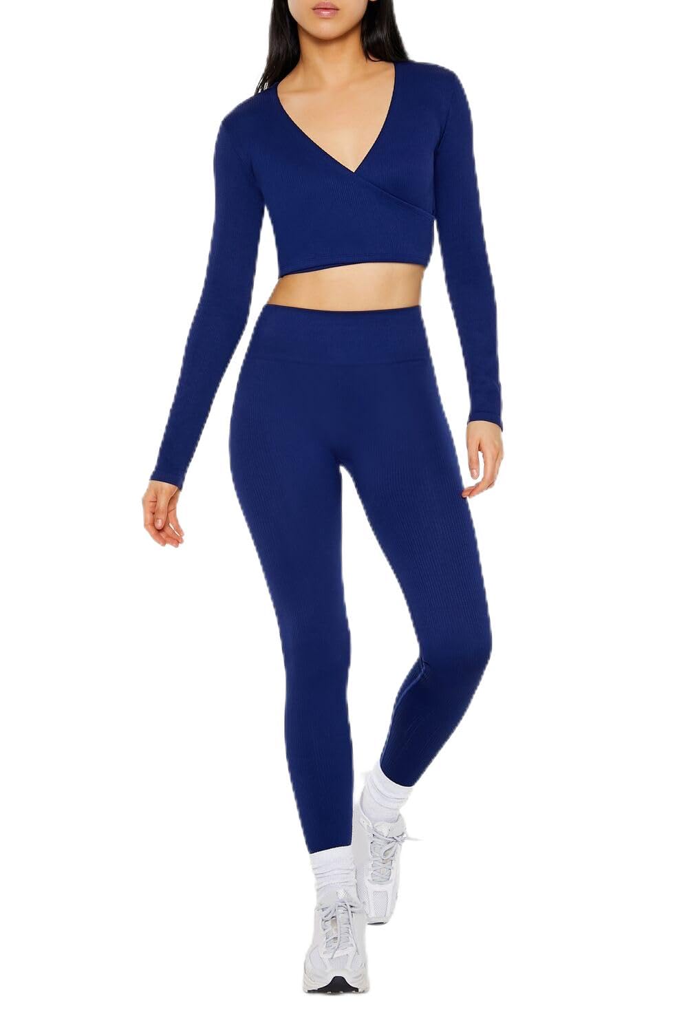 51HPzxswwzL بلوزة قصيرة اكتيف بدون خياطة للنساء من فوريفر 21