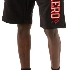 شورت كاجوال مكون من 60% قطن و40% بوليستر معاد تدويره بقصة عادية مزين بشعار ولون سادة للرجال من ايروبوستيل