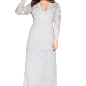 فستان دانتيل طويل - ابيض نساء