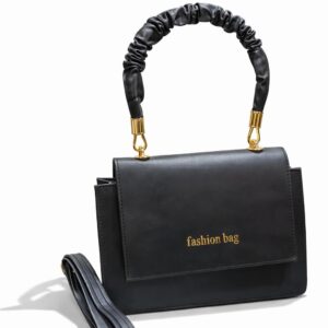 شنطة يد نسائية من الجلد الصناعي بمقبض بتصميم مجعد، إغلاق مغناطيسي، جيب بسوستة، مقبض علوي وحزام كتف