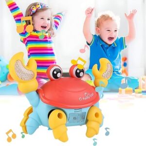 لعبة سلطعون تفاعلية - سلطعون زاحف جذاب مع ضوء وموسيقى ثلاثية الأبعاد، مثالية للأطفال الصغار للاستكشاف والتعلم من خلال اللعب، وتعزيز مهاراتهم التنموية على الشاطئ، متعددة الألوان